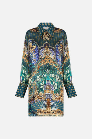 Product view of CAMILLA silk mini shirt dress in Fan Dance print