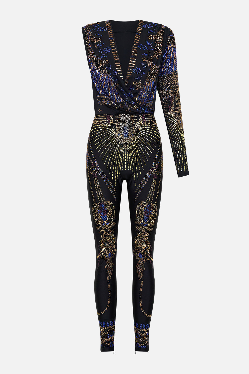 ONE SLEEVE HOODED CATSUIT SOLID BLACK