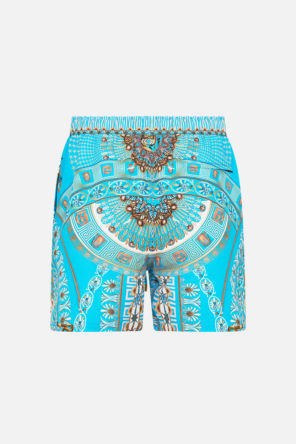 Hotell Franks By CAMILLA Mid Length Boardshort in Temple Of Light Print.