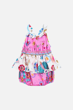 CAMILLA Babies Frill Jump Dress in Rainbow Roads print