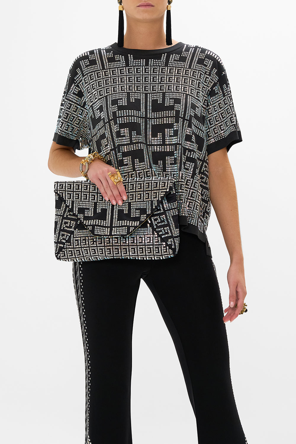 OVERSIZED ENVELOPE CLUTCH SOLID BLACK