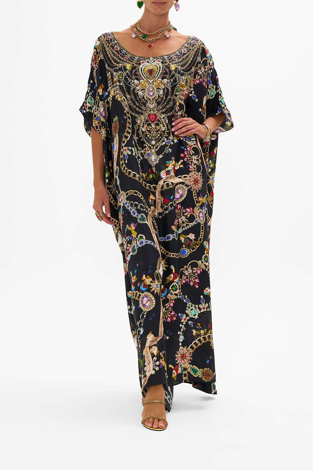 Disney CAMILLA silk kaftan in Happily Ever After print