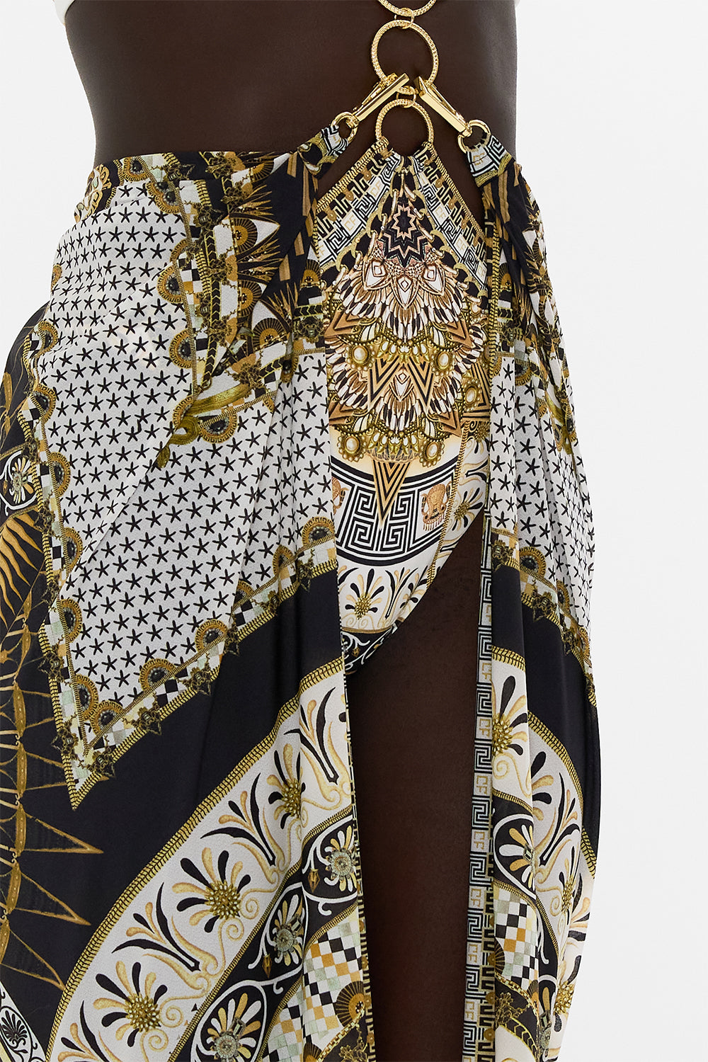 CAMILLA Long Sarong with Clip in Temples of Dendara Print