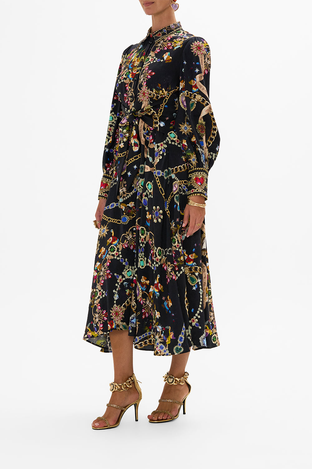 Disney CAMILLA silk shirt dress in Happily Ever After print