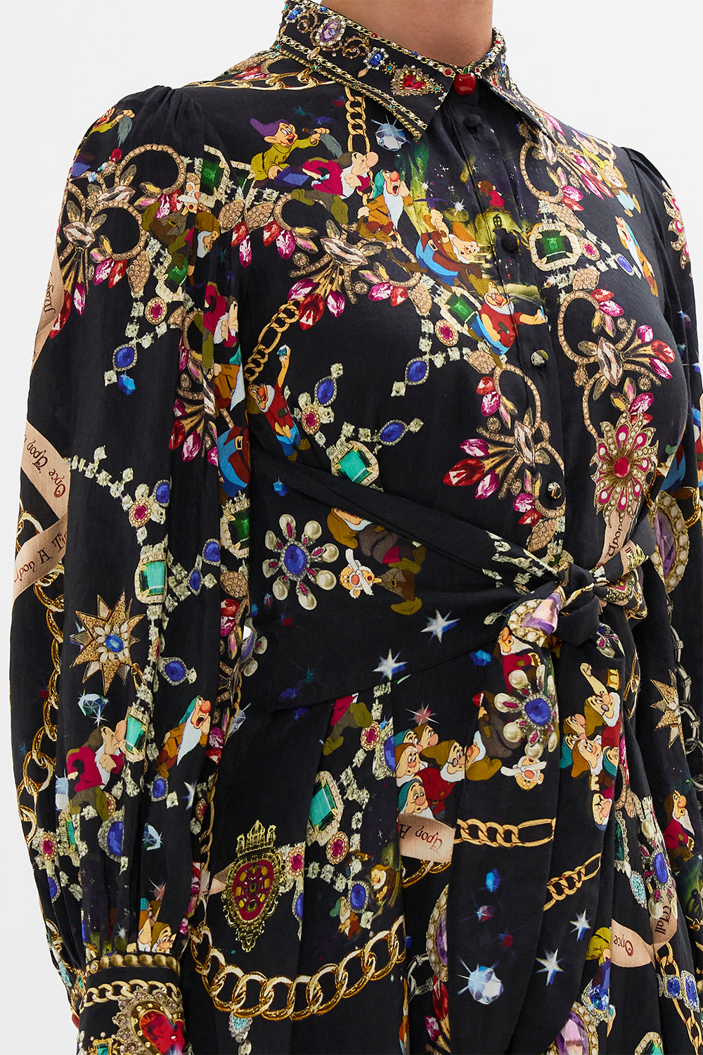 h4 side b4 WAIST TIE SHIRT DRESS HAPPILY EVER AFTER hello oversized long kids-waistcoats 