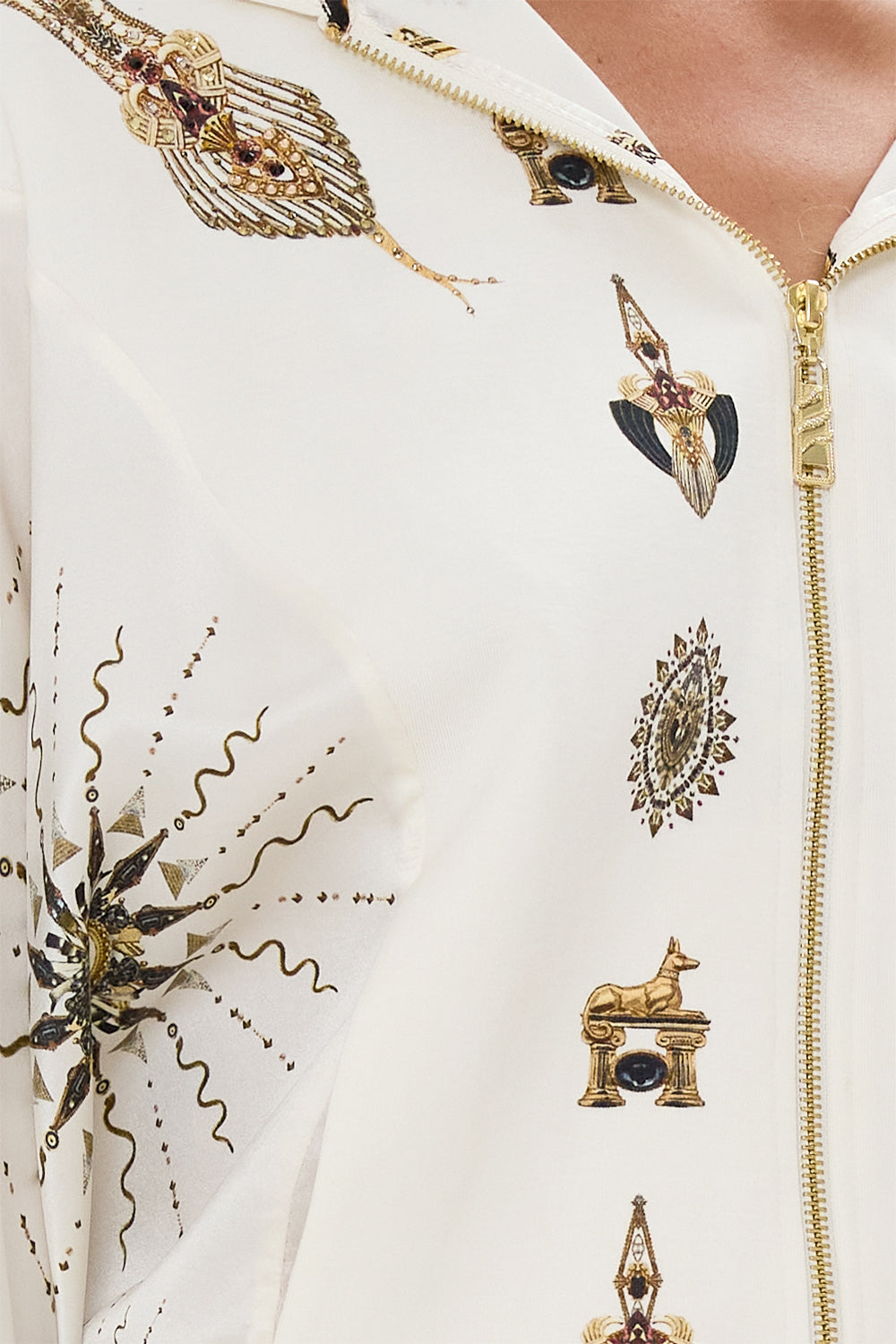 SILK MIX JERSEY ZIP FRONT SWEATER GODDESS ENERGY