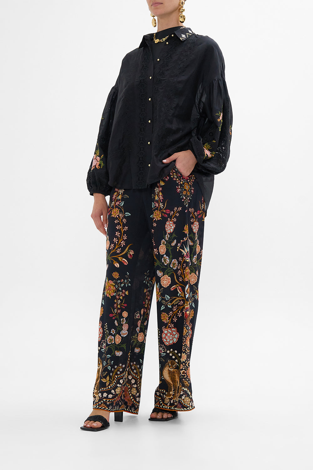 CAMILLA Embroidered Balloon Sleeve Shirt Blouse Loom to Tomb print