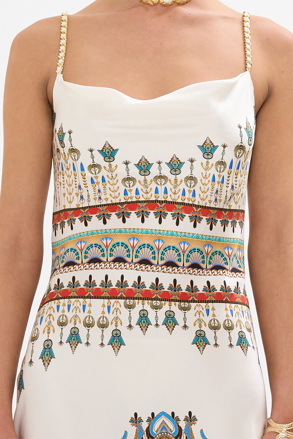 CAMILLA Long Bias Slip in Valley Of The Queens print