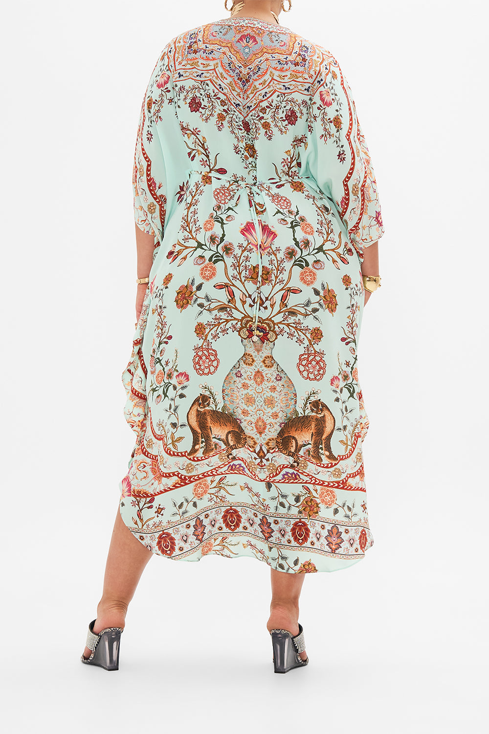 CAMILLA Gathered Waist Kaftan in Weaving Worlds print
