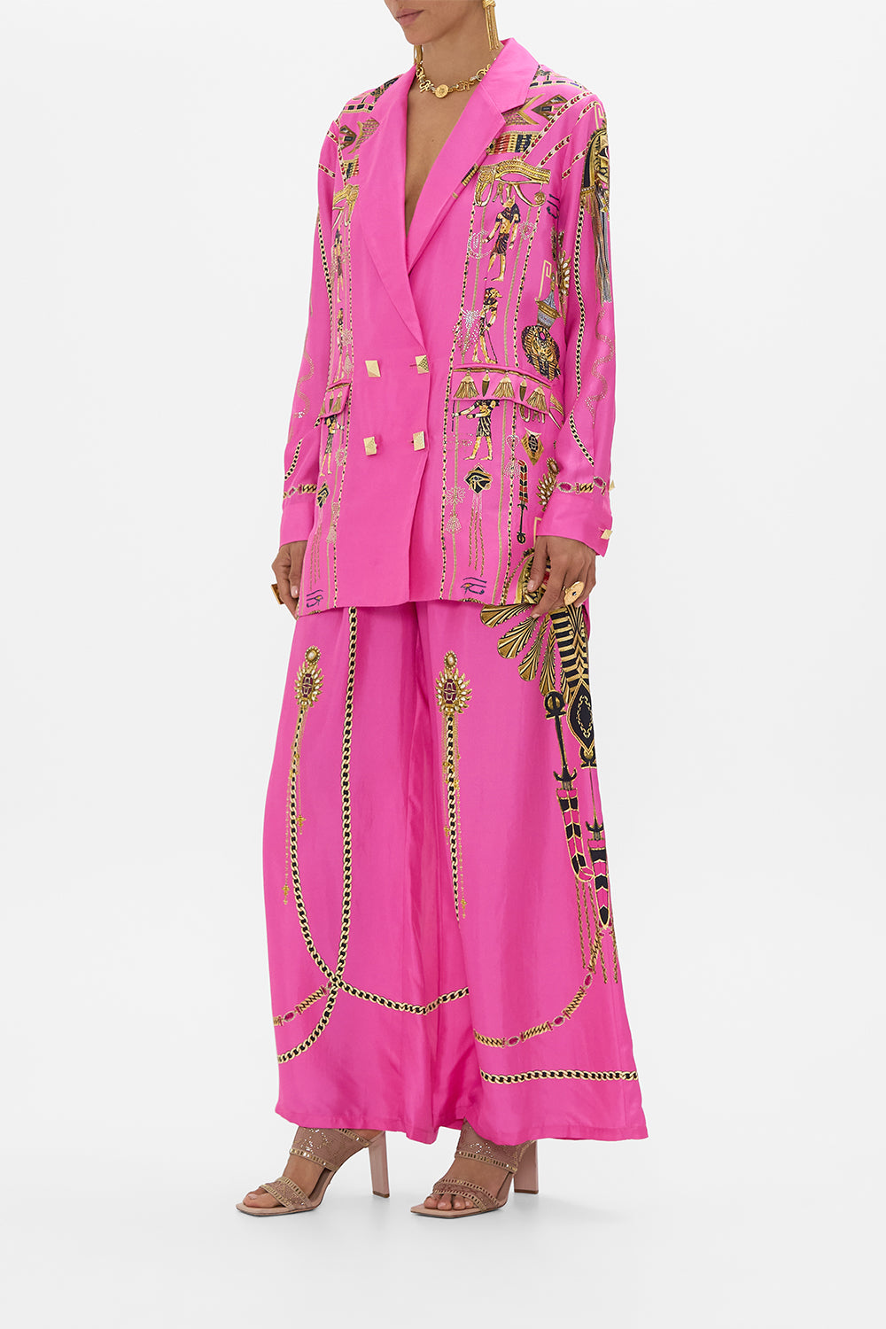 CAMILLA Tuck Front Pant in Song Of The Scarab print. 