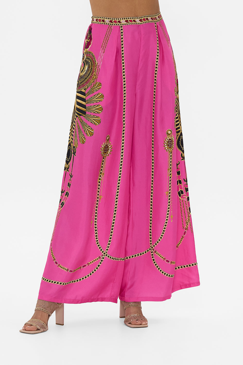 CAMILLA Tuck Front Pant in Song Of The Scarab print. 