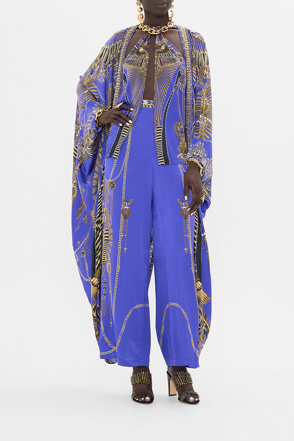 CAMILLA Minimal Wide Leg Pant in My Fair Pharaoh print. 