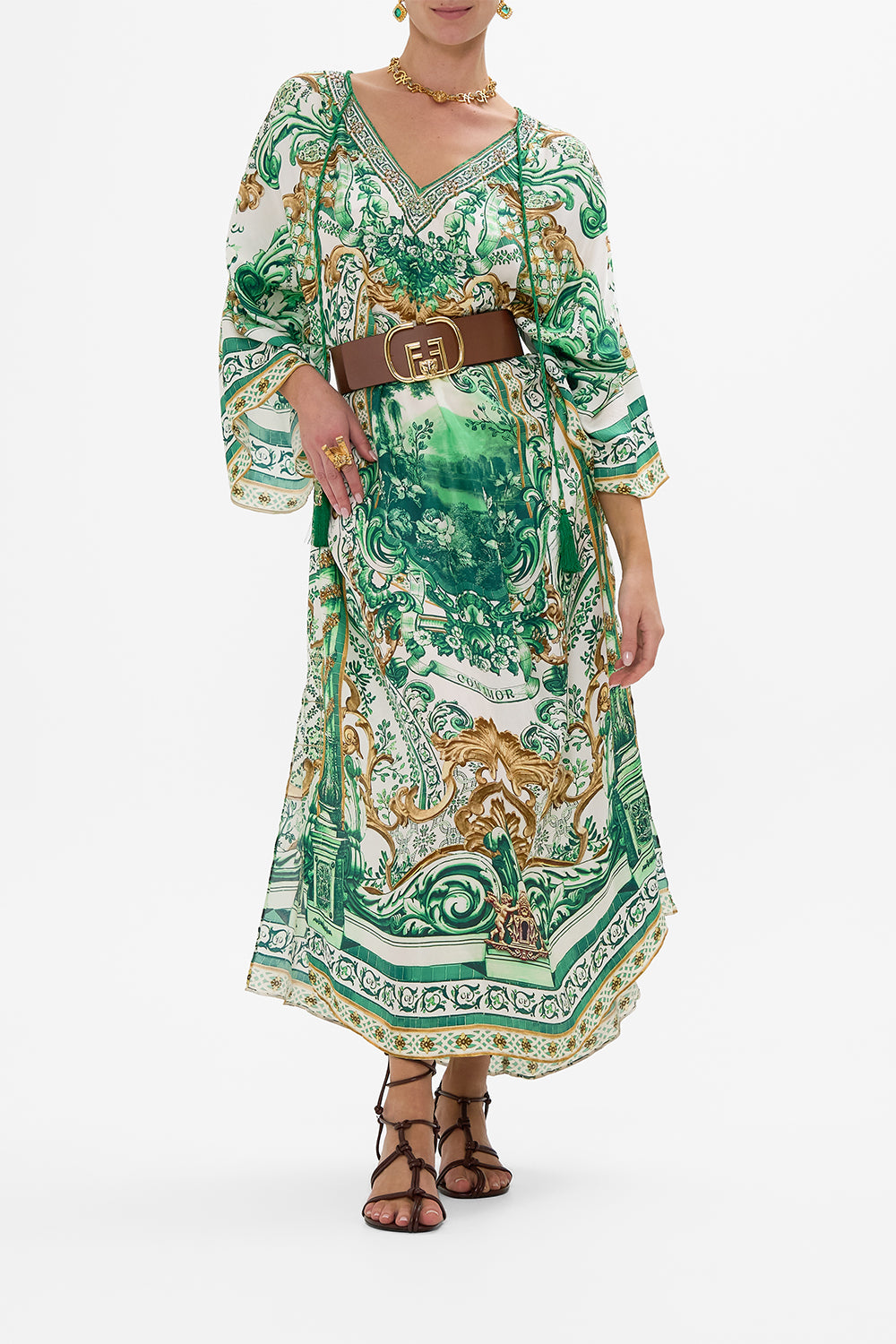 V NECK KAFTAN WITH TIES CORRIDOR OF CALM