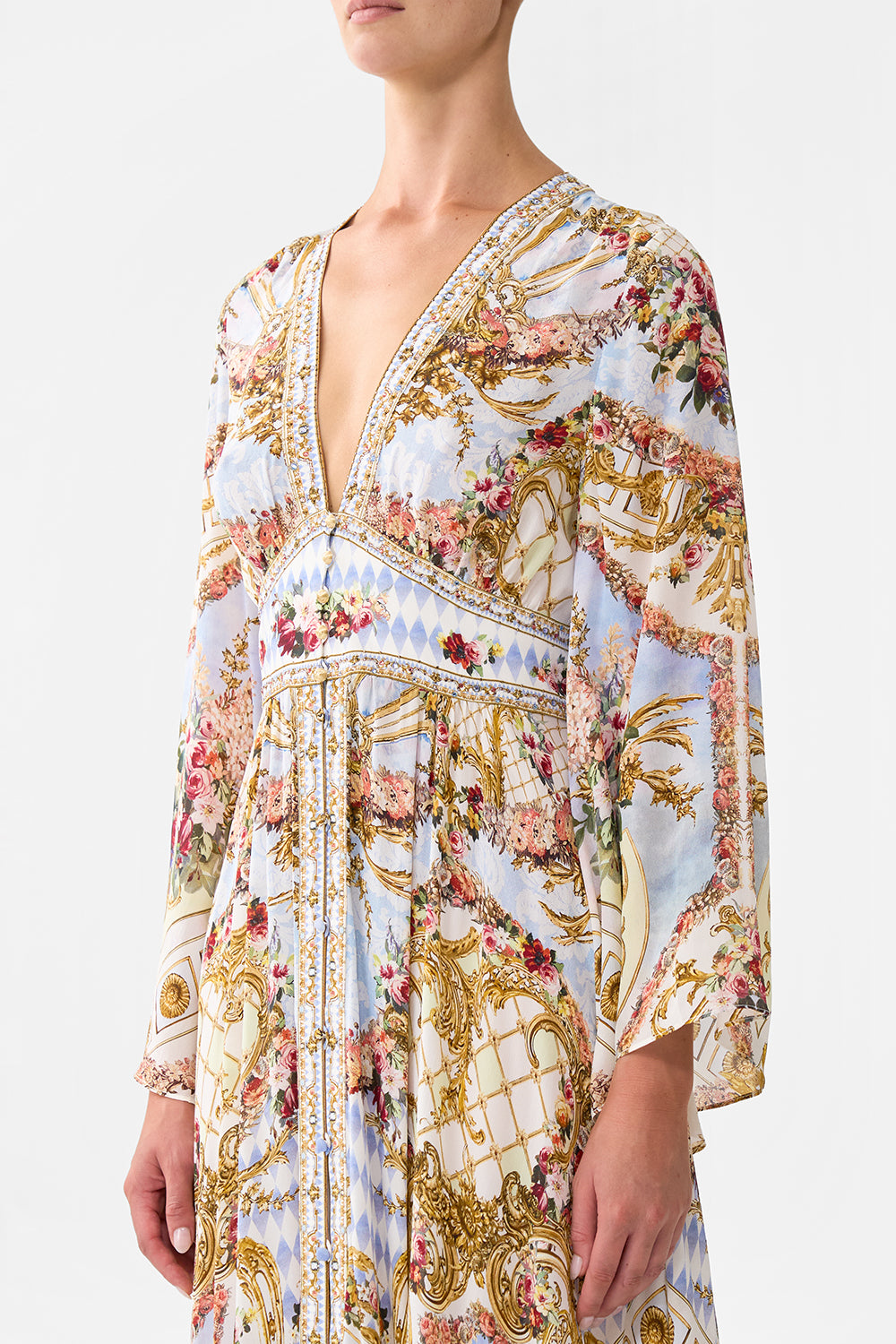 KIMONO SLEEVE DRESS WITH SHIRRING DETAIL THRONE GAMES