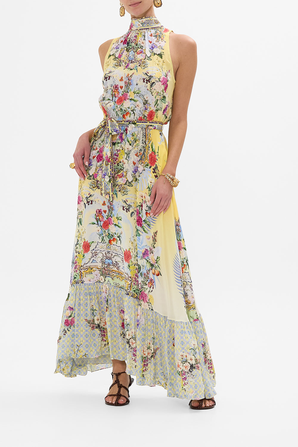 CAMILLA Necktie Dress With Elasticated Waist in Flor Fantástica print