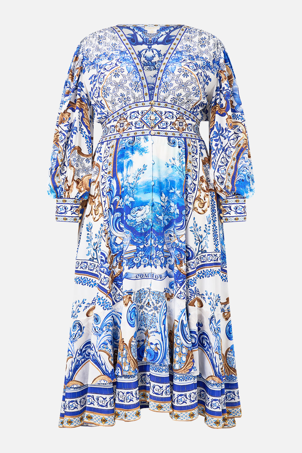 LONG BUTTON FRONT DRESS AZUL ADVENTURES