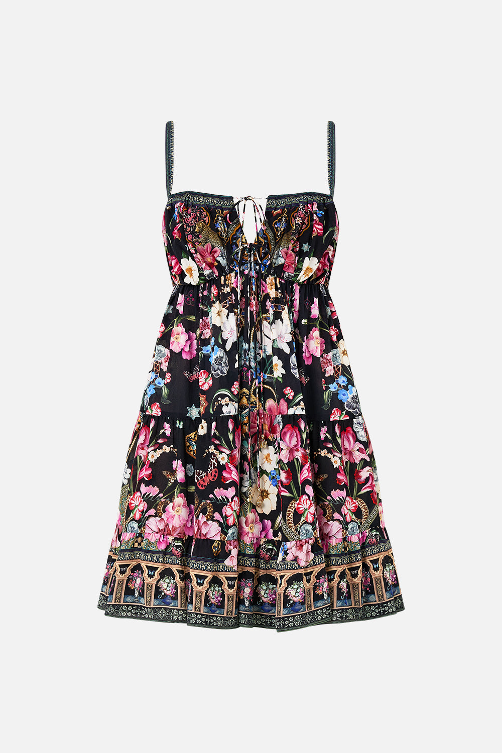 GATHERED BUST TIERED MINI DRESS MIDNIGHT IN MONSERRATE