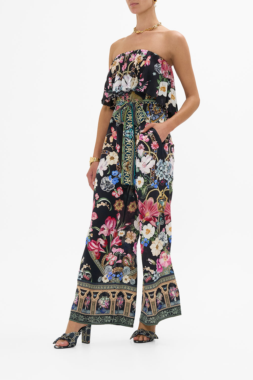 STRAPLESS JUMPSUIT WITH FRILL MIDNIGHT IN MONSERRATE