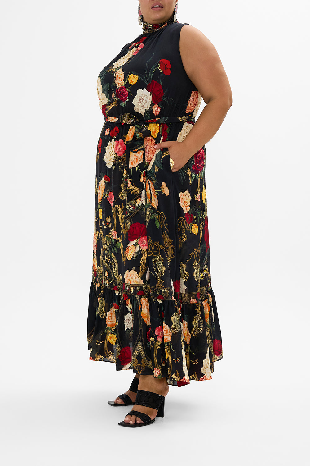 CAMILLA multicolor necktie dress with elasticated waist in Magic In The Manuscripts print.