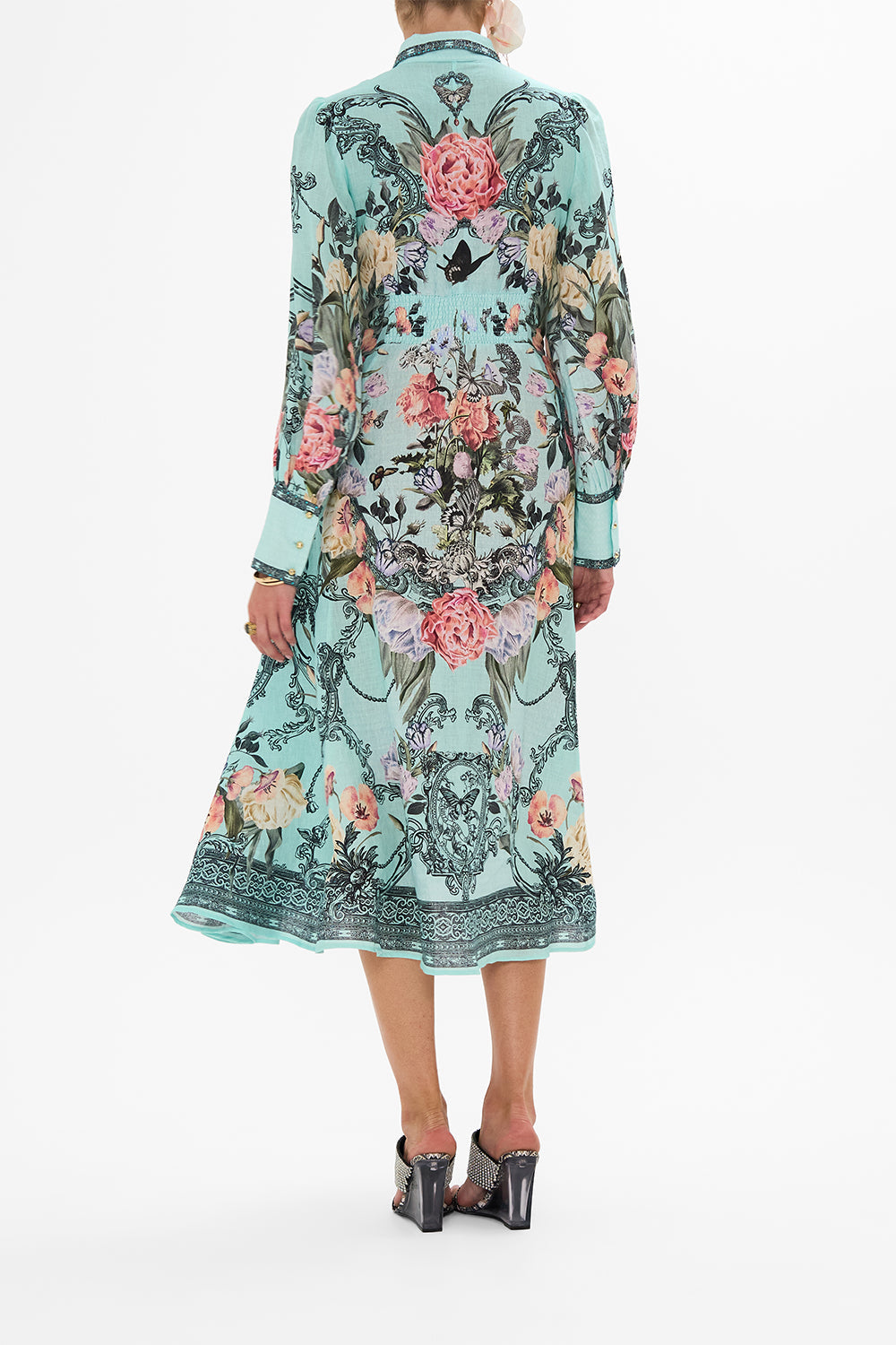 CAMILLA waist tie shirt dress in Petal promiseland print