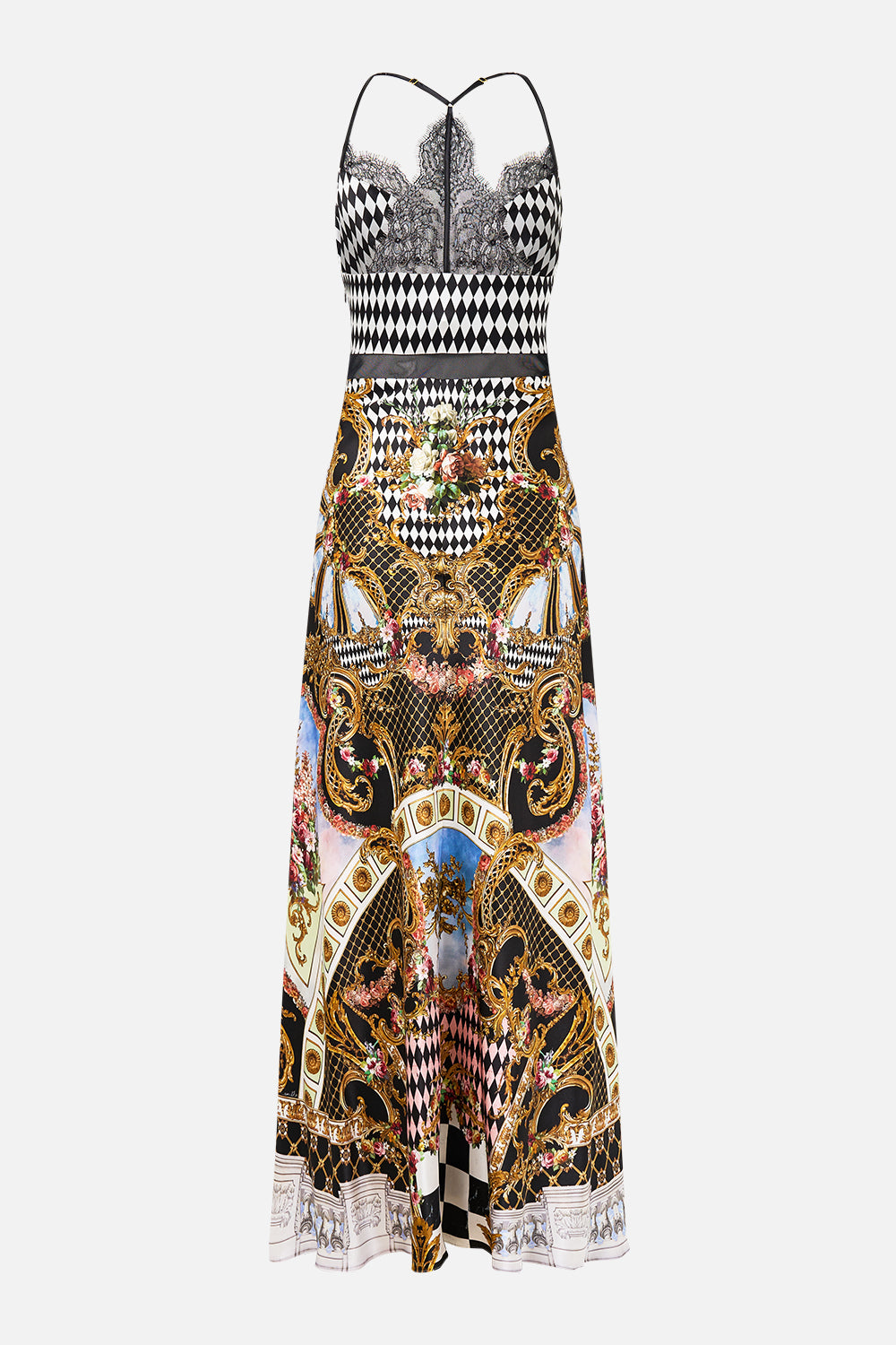 LACE SPLICE BIAS LONG DRESS MONARCHY MANIA