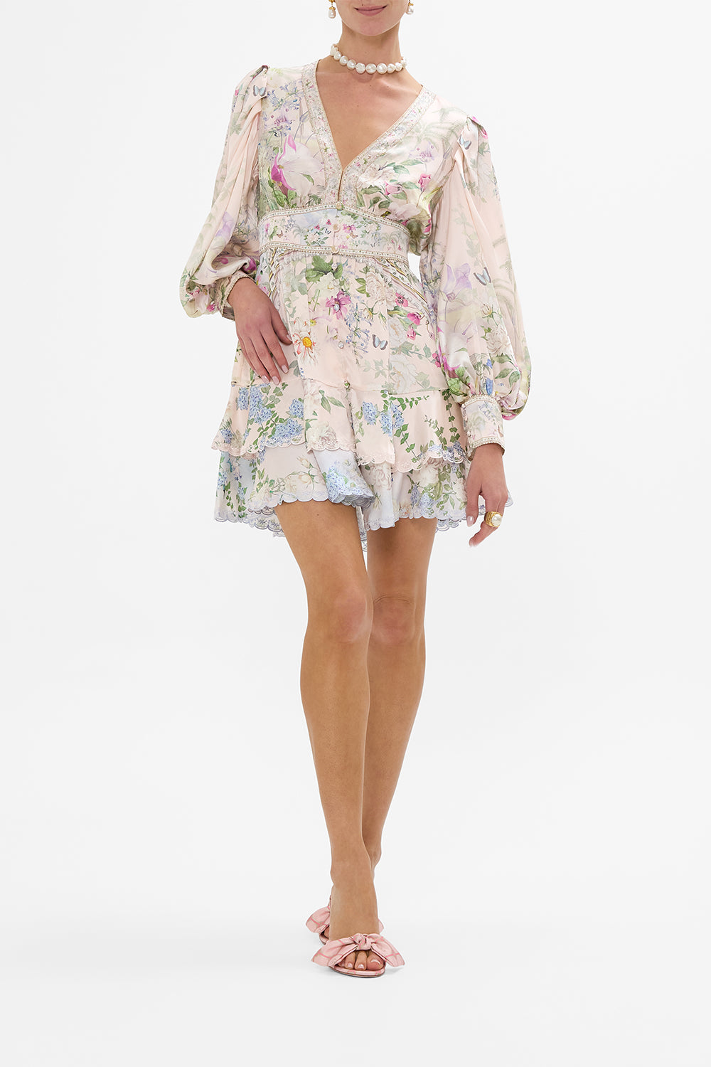 CAMILLA Button Front Frill Dress in Palacio Playground print