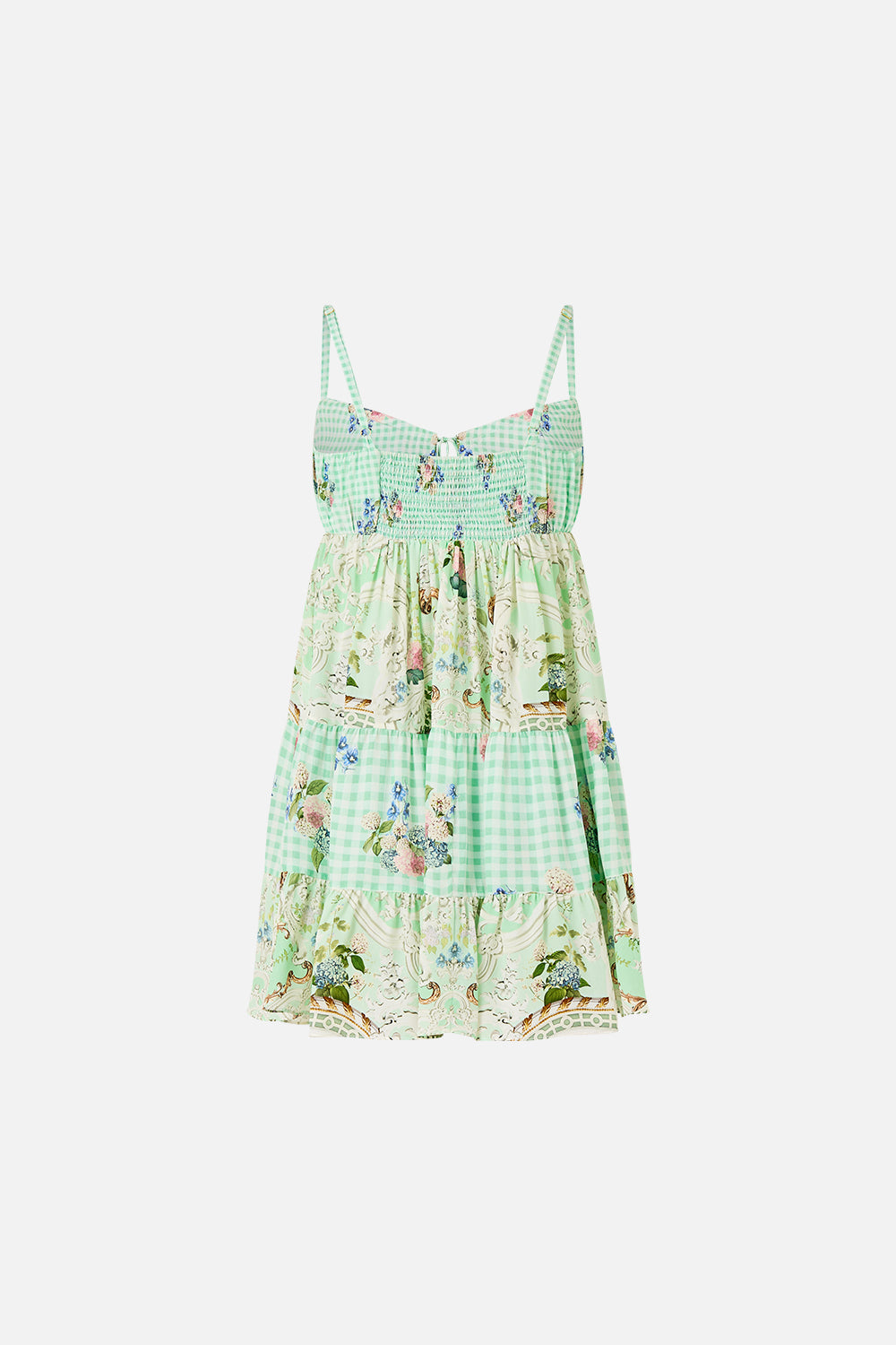 GATHERED BUST TIERED MINI DRESS PESTANA PANORAMA