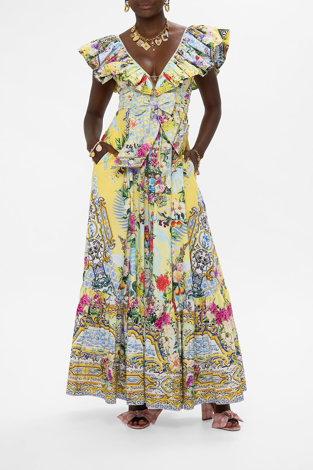 FRILL NECK DRESS WITH HARDWARE FLOR FANTÁSTICA