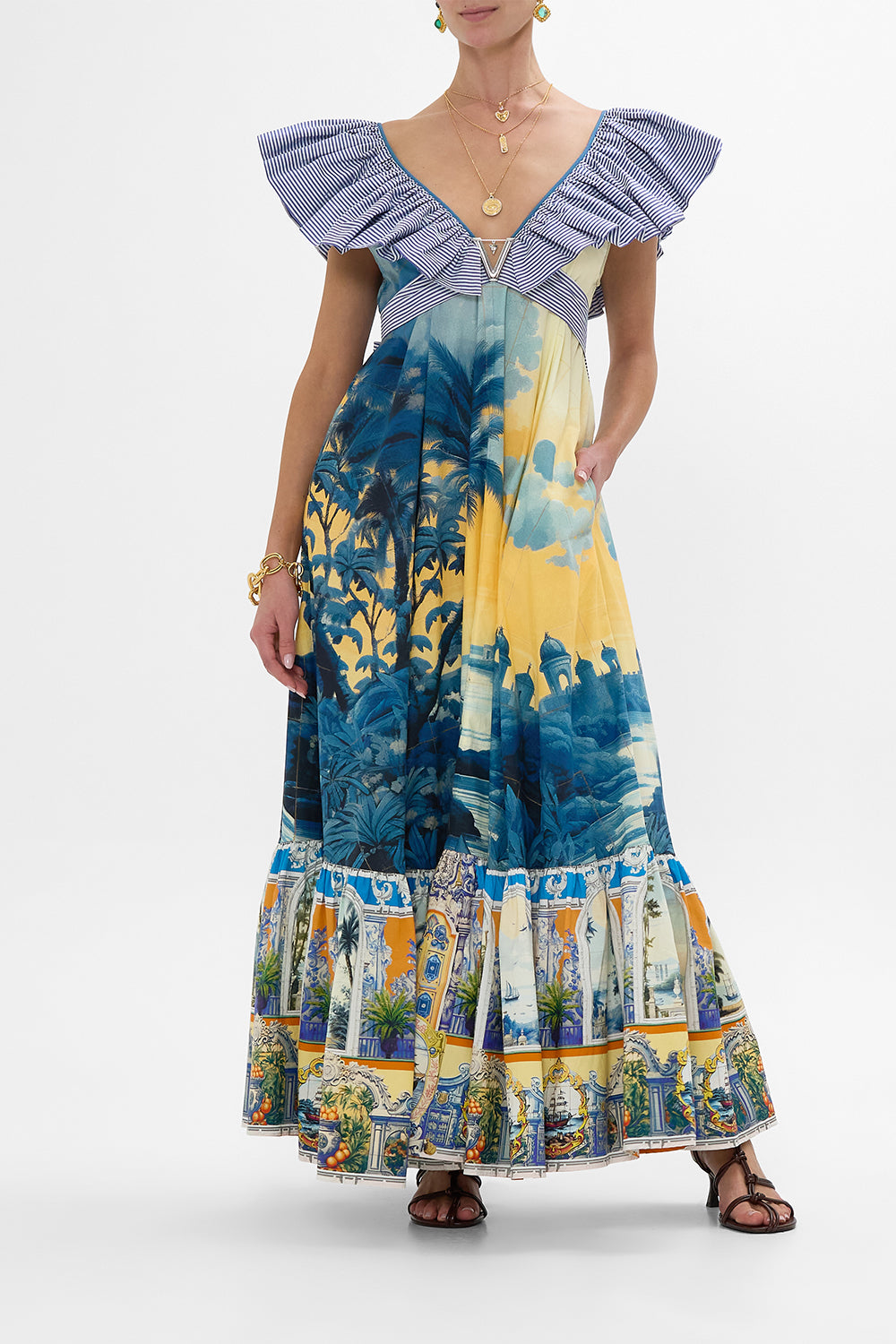 FRILL NECK DRESS WITH HARDWARE SONG OF SAINT ANTHONY