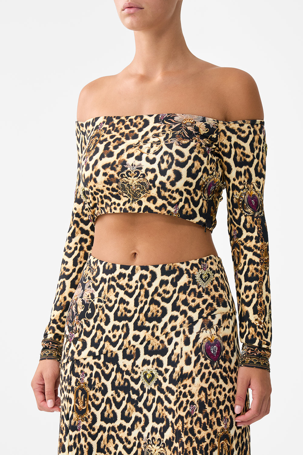 OFF SHOULDER  CROPPED JERSEY TOP SAINTS AND SISTERS