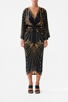 LONG SPLIT FRONT TWIST DRESS BAROQUE AROUND THE CLOCK