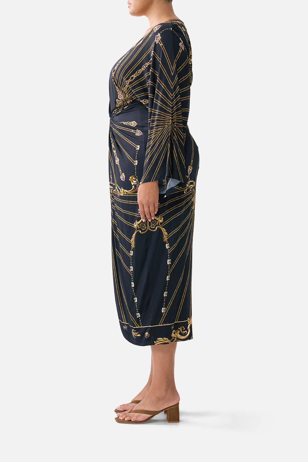 LONG SPLIT FRONT TWIST DRESS BAROQUE AROUND THE CLOCK