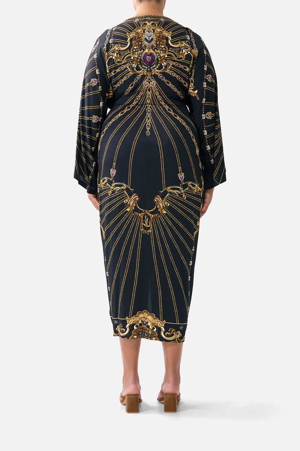 LONG SPLIT FRONT TWIST DRESS BAROQUE AROUND THE CLOCK