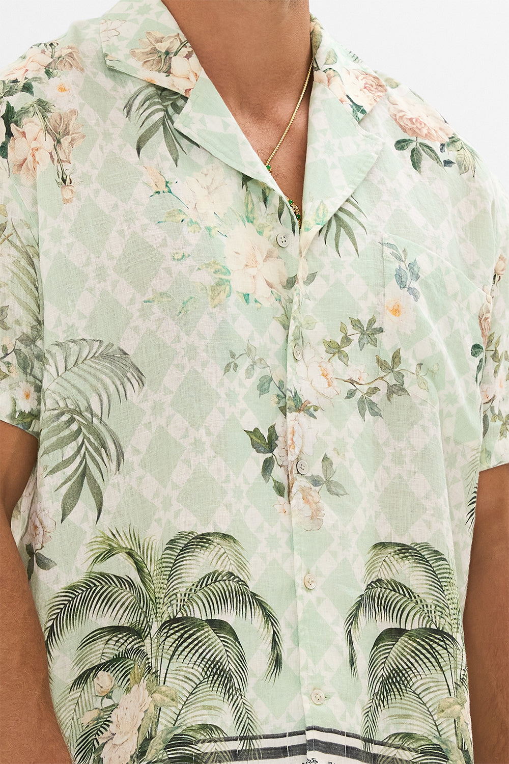 RELAXED FIT CAMP-COLLAR SHORT SLEEVE SHIRT JARDIM PARTY