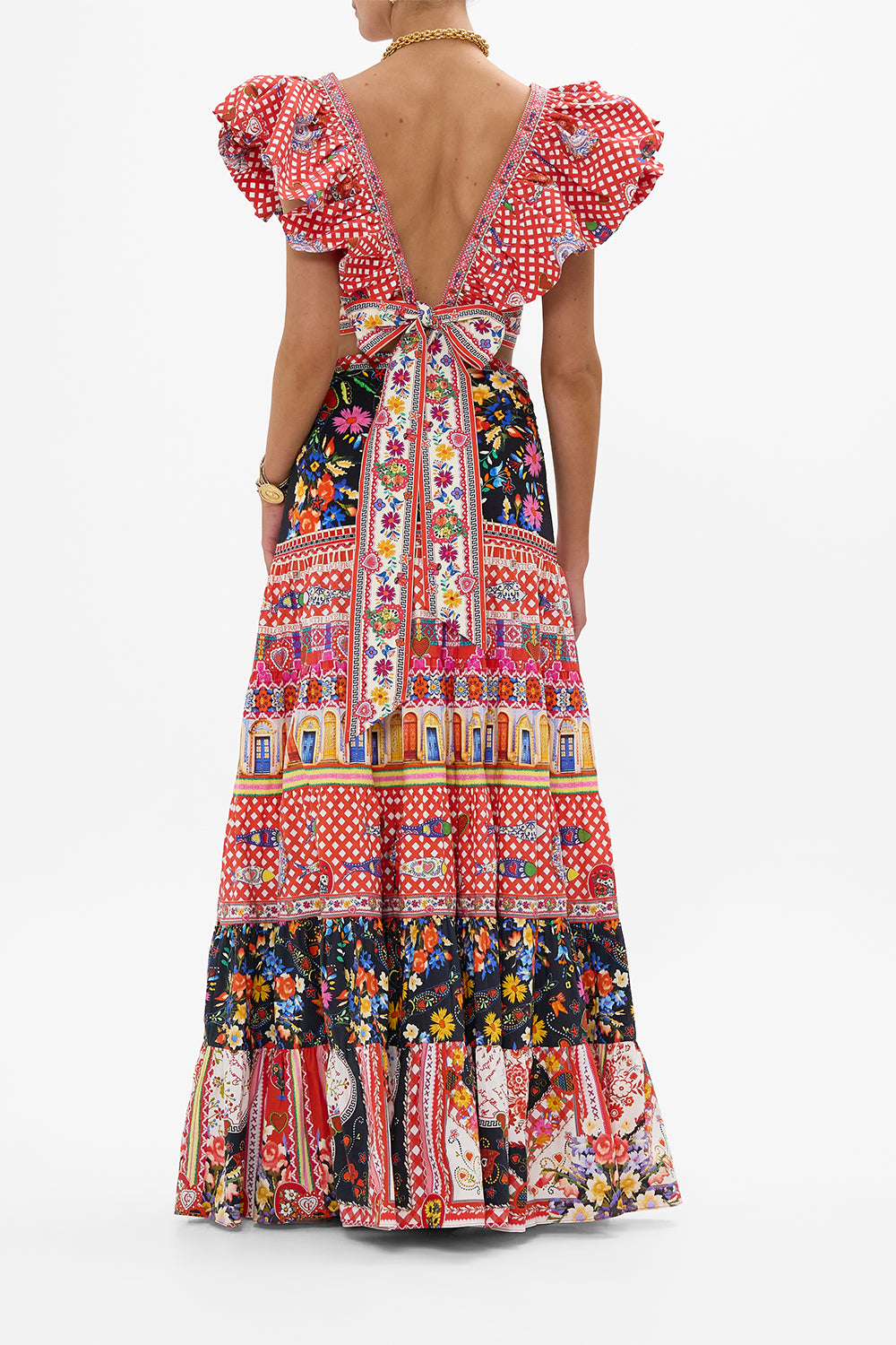 RUFFLE WRAP TOP FAITH, LUCK & JUSTICE