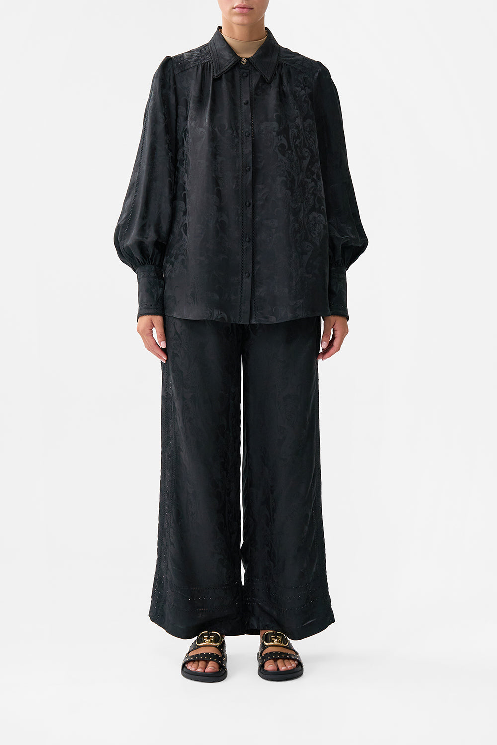 BUTTON THROUGH BLOUSON SLEEVE BLOUSE MONARCHY MANIA