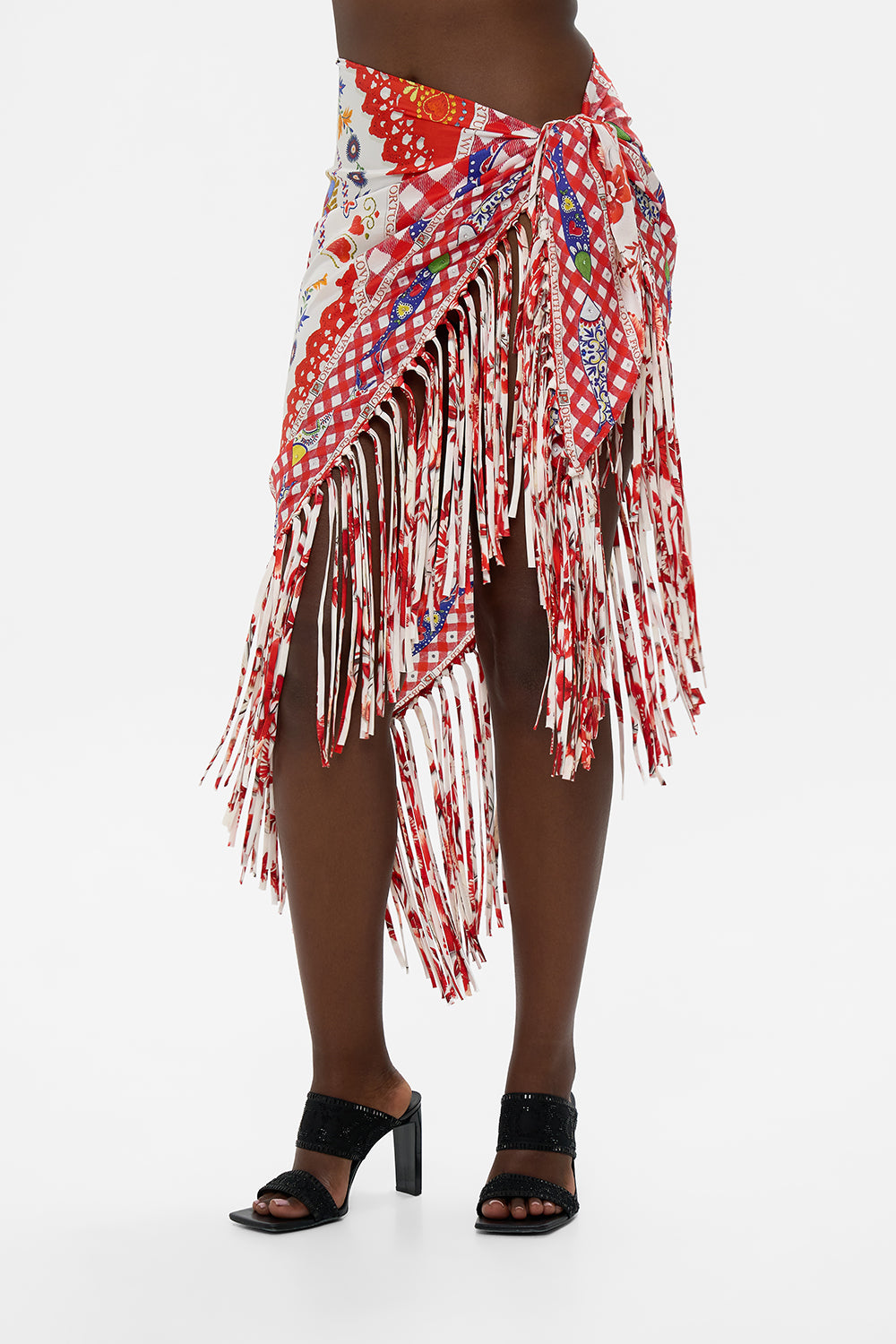 TRIANGLE SCARF WITH TASSELS FAITH, LUCK & JUSTICE