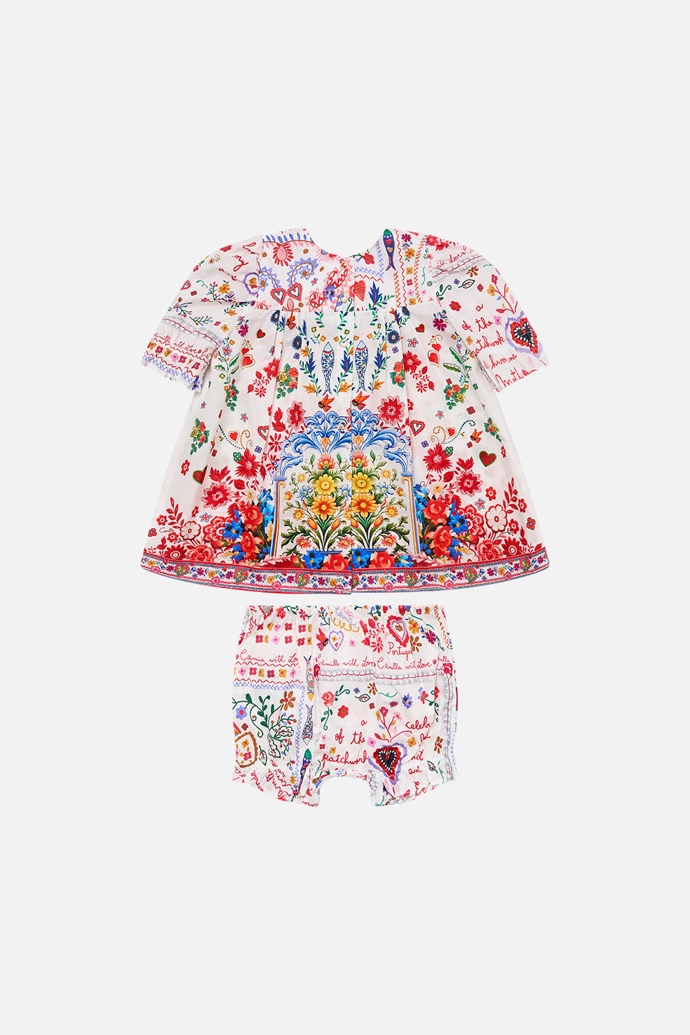BABIES PUFF SLEEVE TOP AND BLOOMER SET FAITH, LUCK & JUSTICE