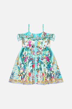 CAMILLA Kids Strappy Mini Dress With Waist Bow 4-10 in Gardens Of Queluz print