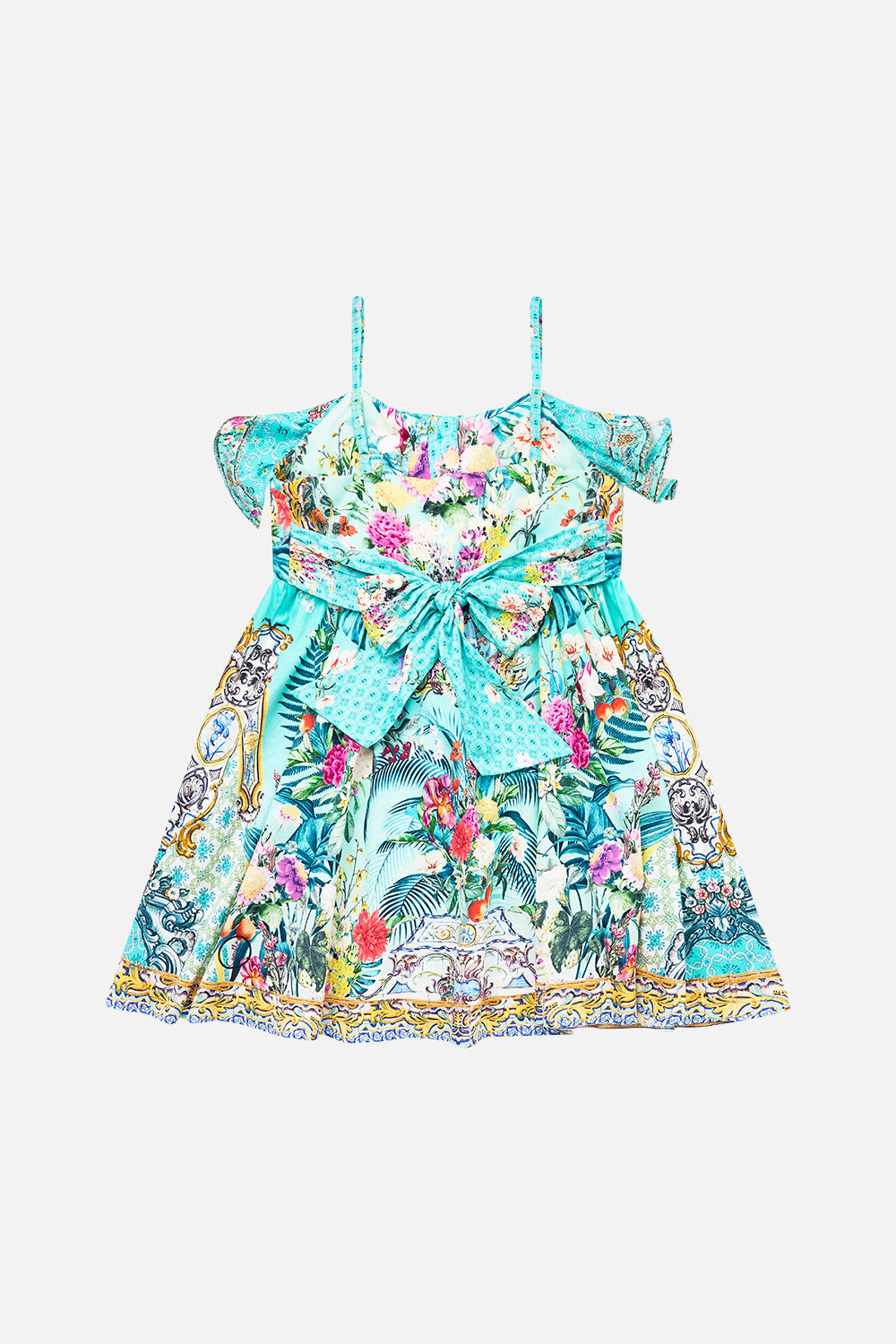 KIDS STRAPPY MINI DRESS WITH WAIST BOW 12-14 GARDENS OF QUELUZ