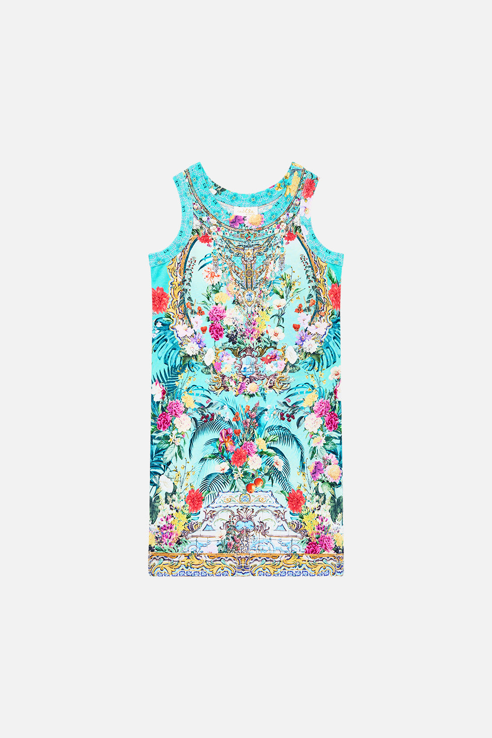 CAMILLA Kids Jersey Tank Dress 12-14 in Gardens Of Queluz print