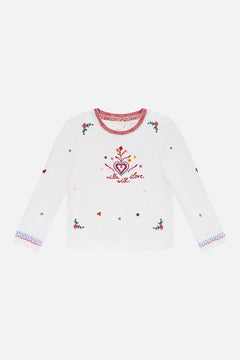 CAMILLA Kids Long Sleeve Top 4-10 in Faith, Luck & Justice print