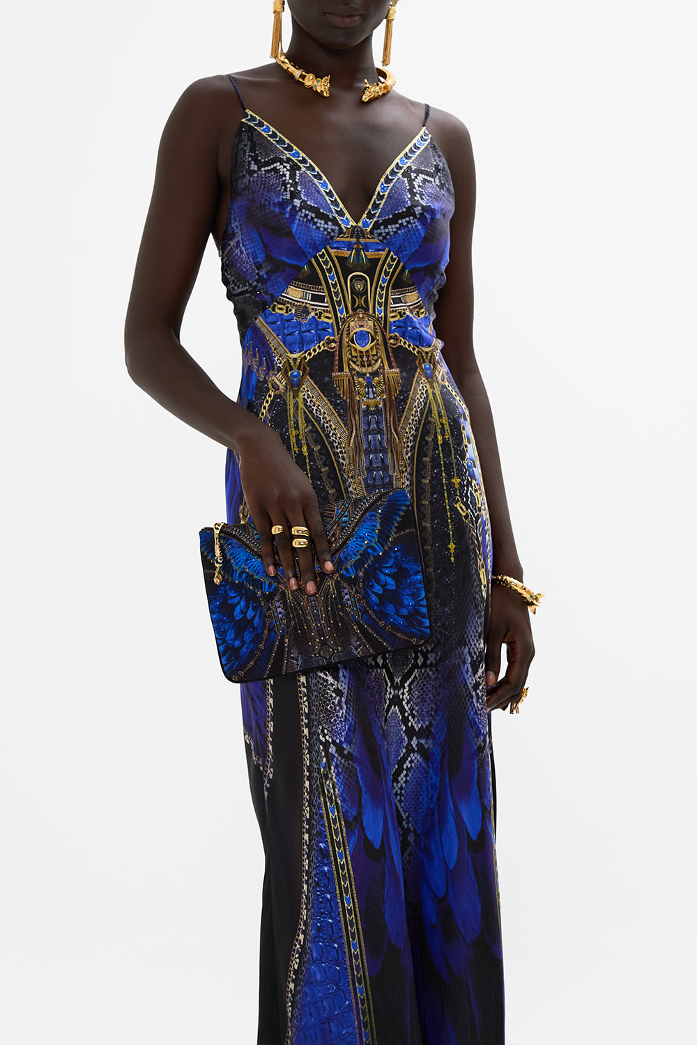 CAMILLA Small Canvas Clutch in Other Side of The Oasis print. 