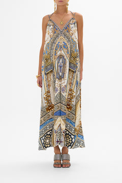 CAMILLA Ring Detail Strap Dress in Make Me Your Mosaic Print.