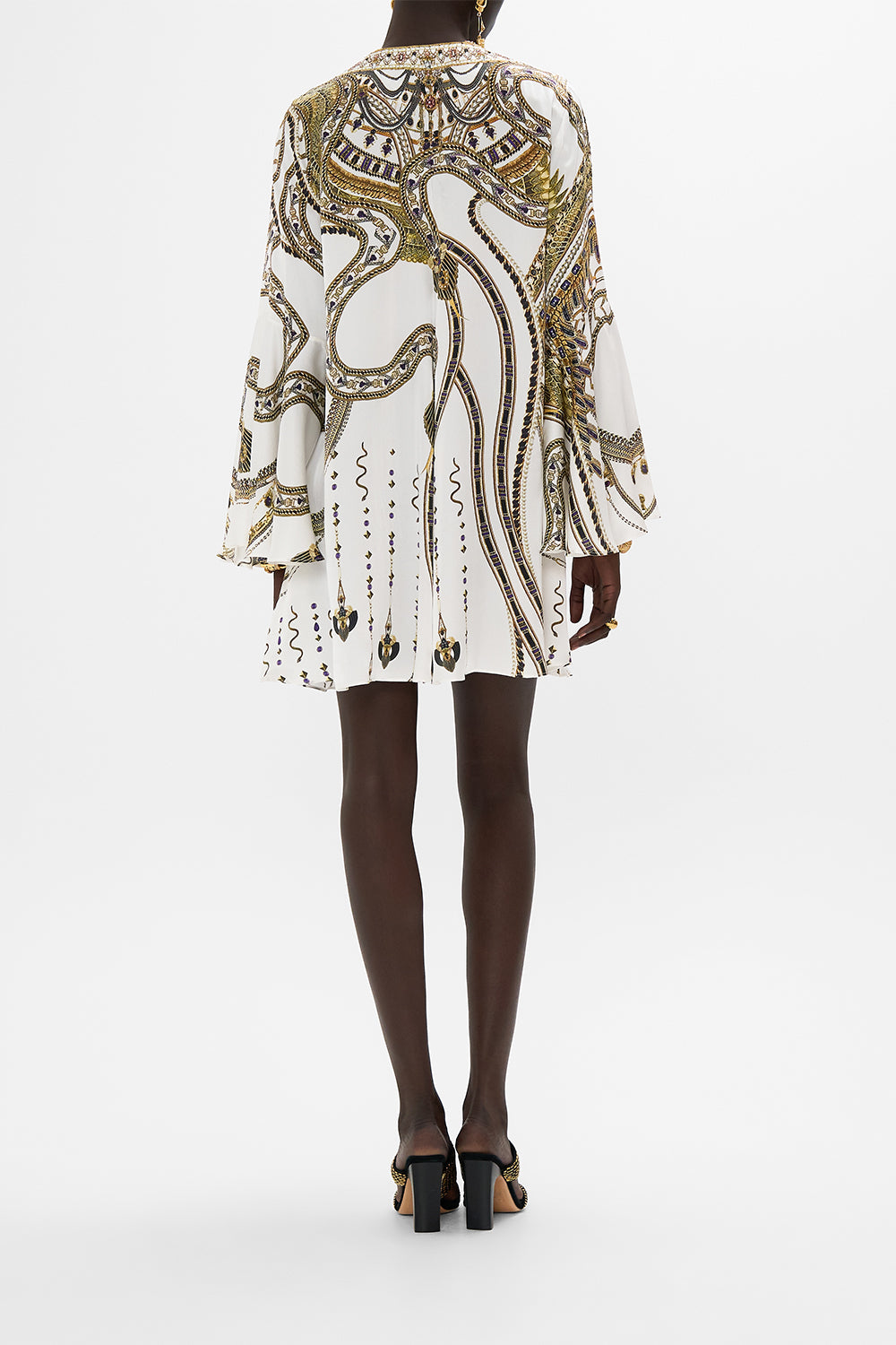 V-NECK FLARED SLEEVE MINI DRESS GODDESS ENERGY