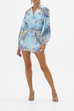 CAMILLA Cropped Wrap Shirt in Al Manial Palace Memoirs print