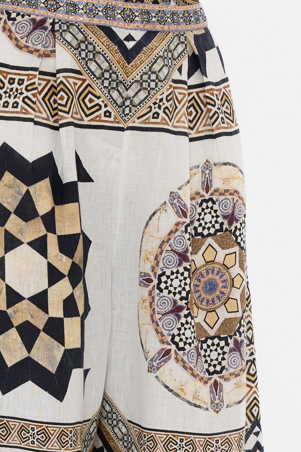 CAMILLA Tuck Front Pant in Tile Style Print.