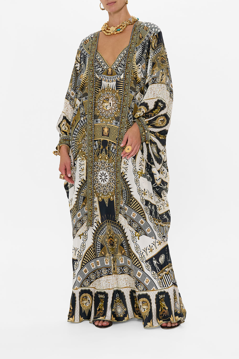 CAMILLA Dramatic Sleeve Cocoon Layer in Temples Of Dendara Print.