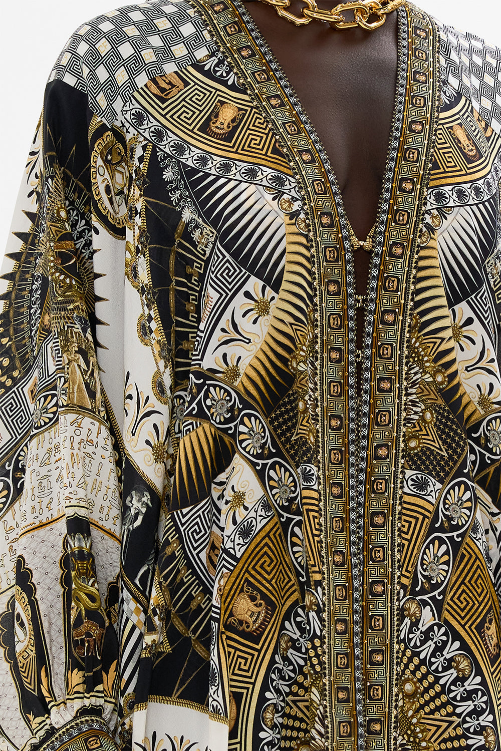 CAMILLA Dramatic Sleeve Cocoon Layer in Temples Of Dendara Print.