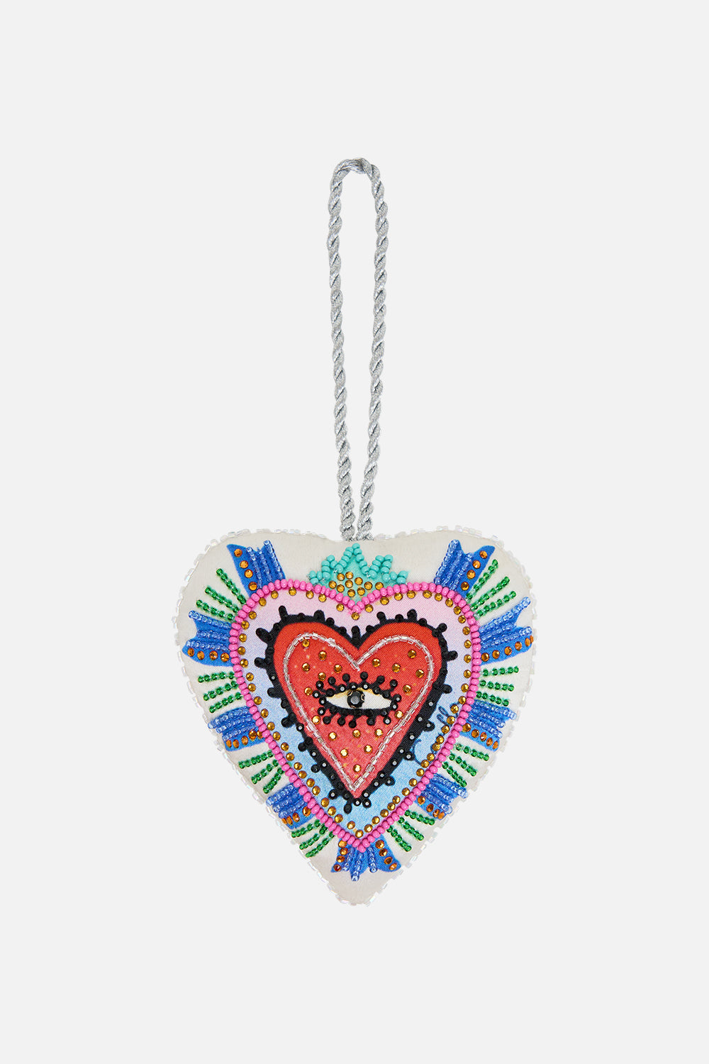 CAMILLA Heart Decorative Ornament in Rainbow Roads print